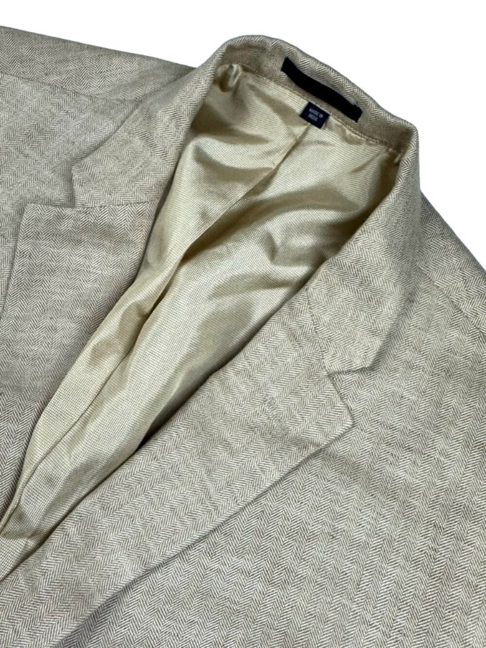 Jos A. Bank 1905 Men's Linen Blend Blazer Jacket Beige Herringbone • 46R